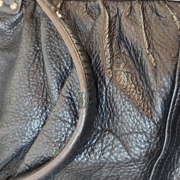 B Makowsky 100% Leather Purse Handbag Nickel Hardware Black W/Cheetah Lined EUC - Picture 11 of 13